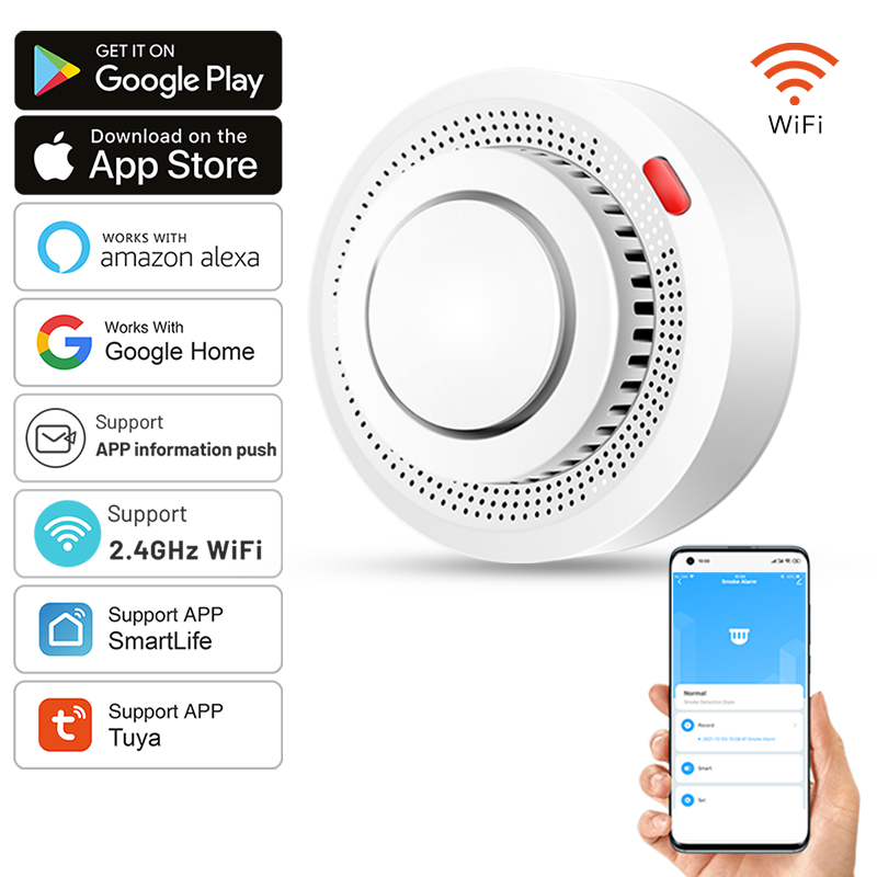 Smart Smoke Detector - Tuya Smart WiFi Smoke Sensor Fire