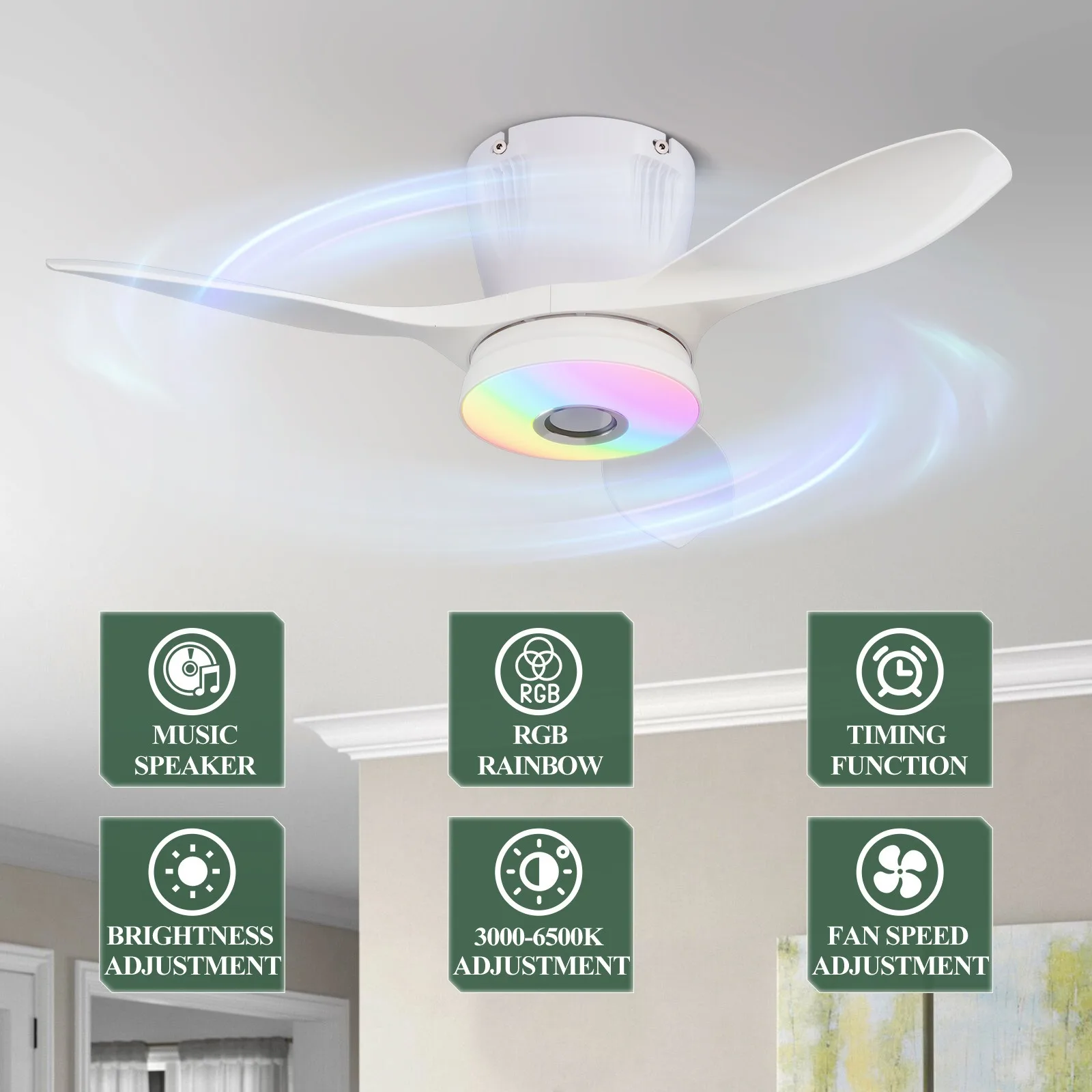 Modern RGB Music Intelligent C - Smart Ceiling Fan recension och pris