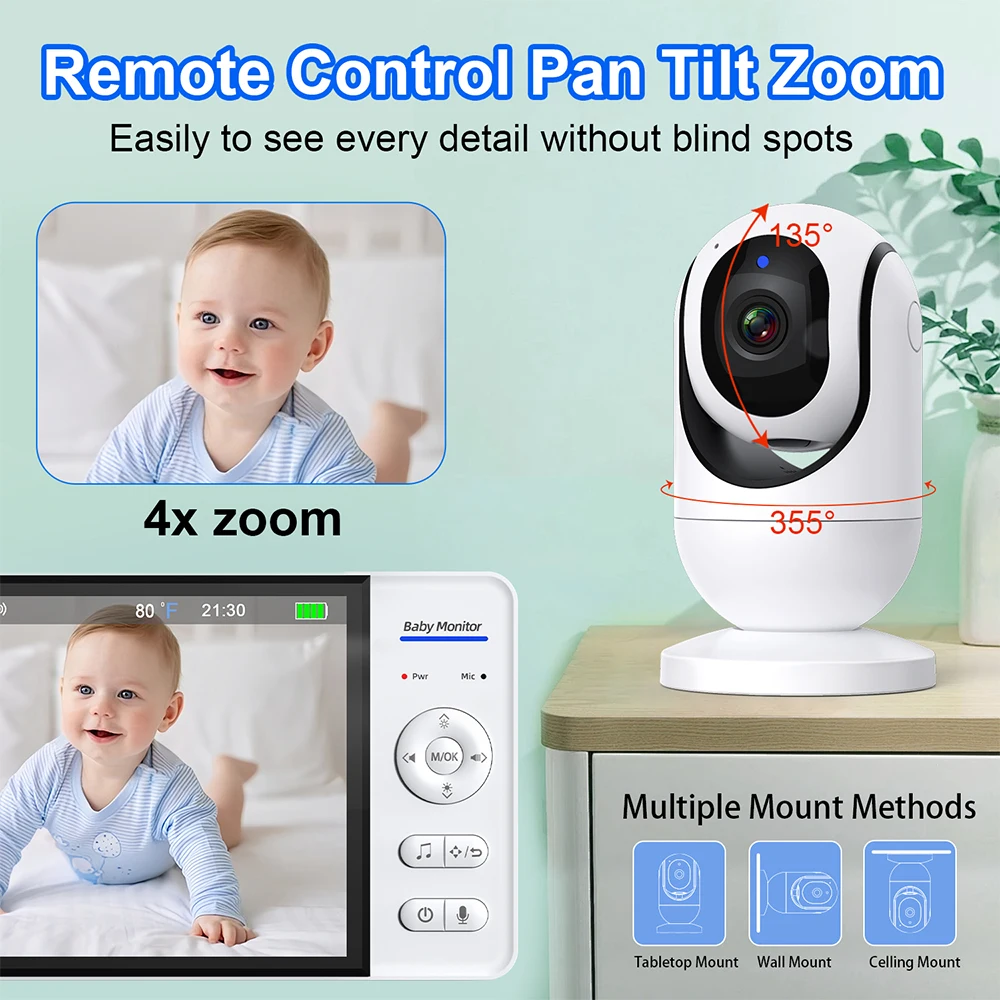 No WiFi 7 Inch Baby Monitor 2- - Smart Home Battery Camera recension och pris