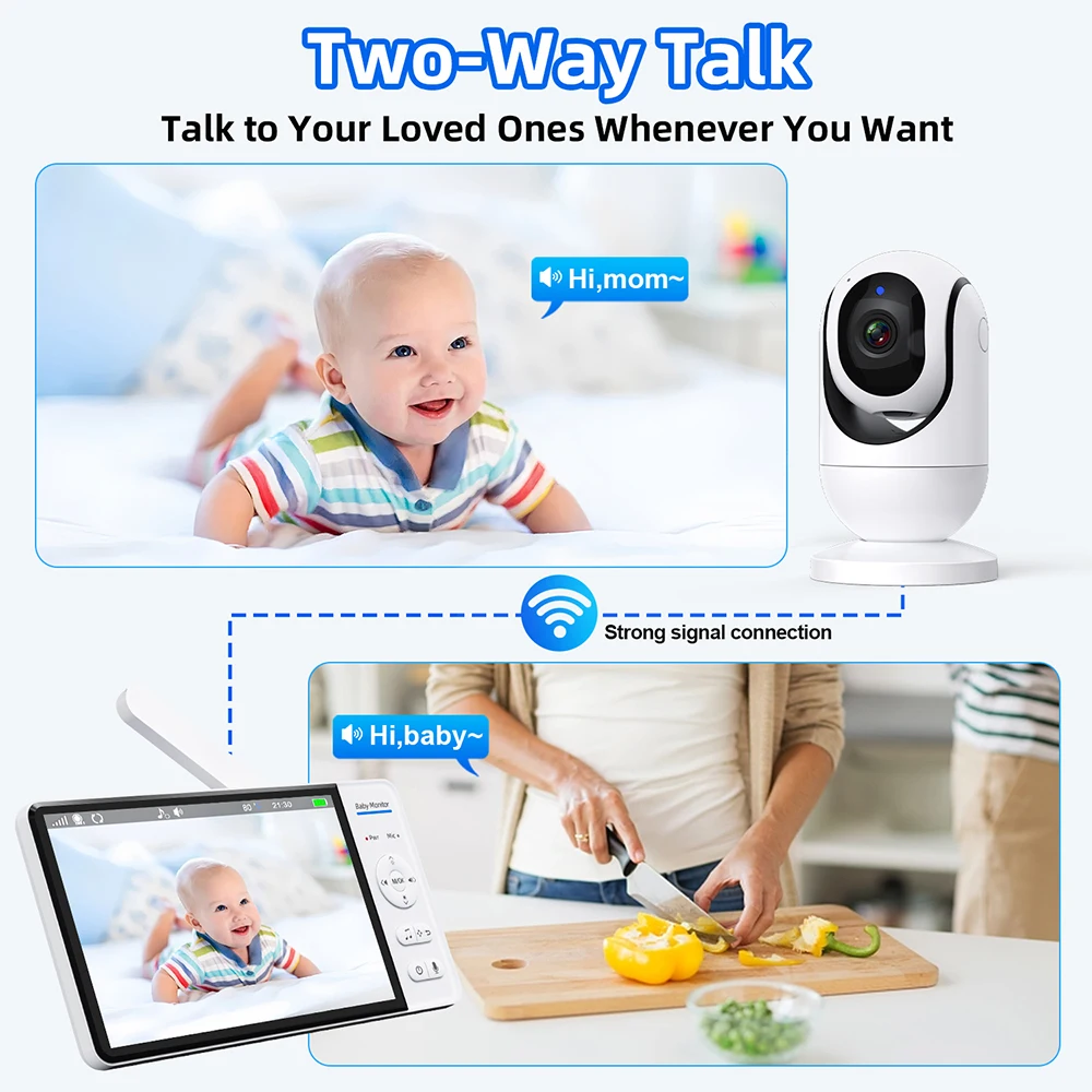 No WiFi 7 Inch Baby Monitor 2- - Smart Home Battery Camera recension och pris