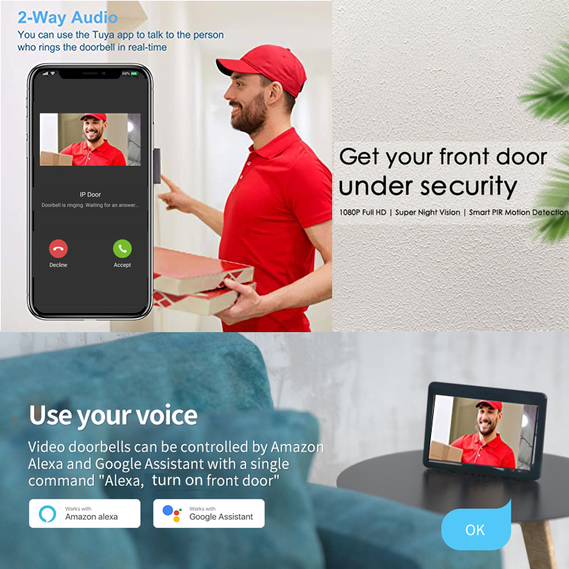 Tuya Smart 1080P Doorbell Came - Smart Home Battery Camera recension och pris