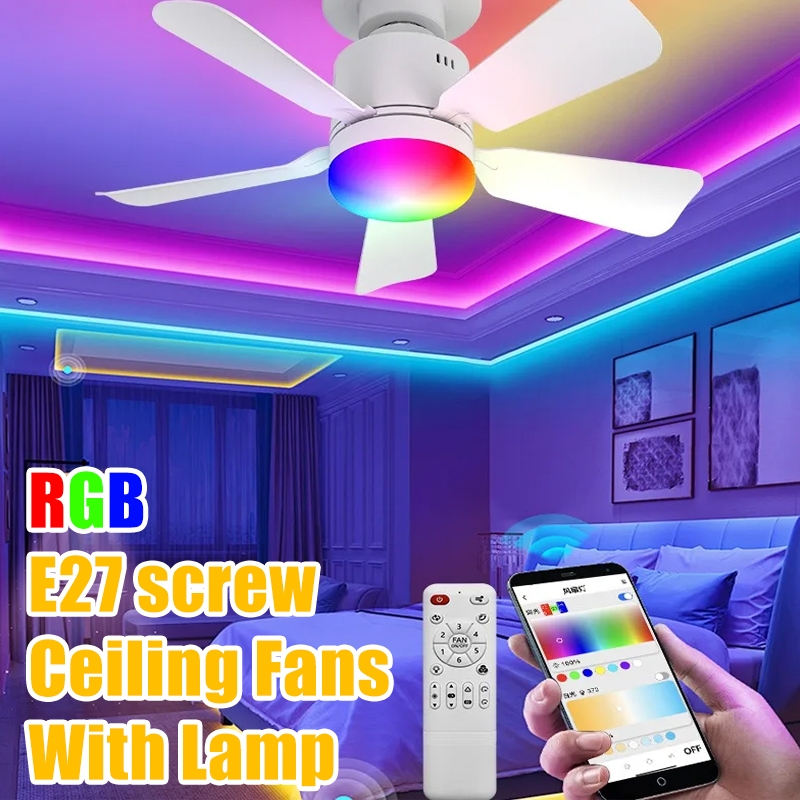RGB LED Ceiling Fan Lamps E27  - Smart Ceiling Fan recension och pris