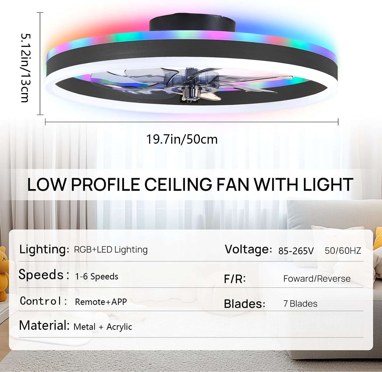 RGB Smart Ceiling Fan Light 6- - Smart Ceiling Fan recension och pris