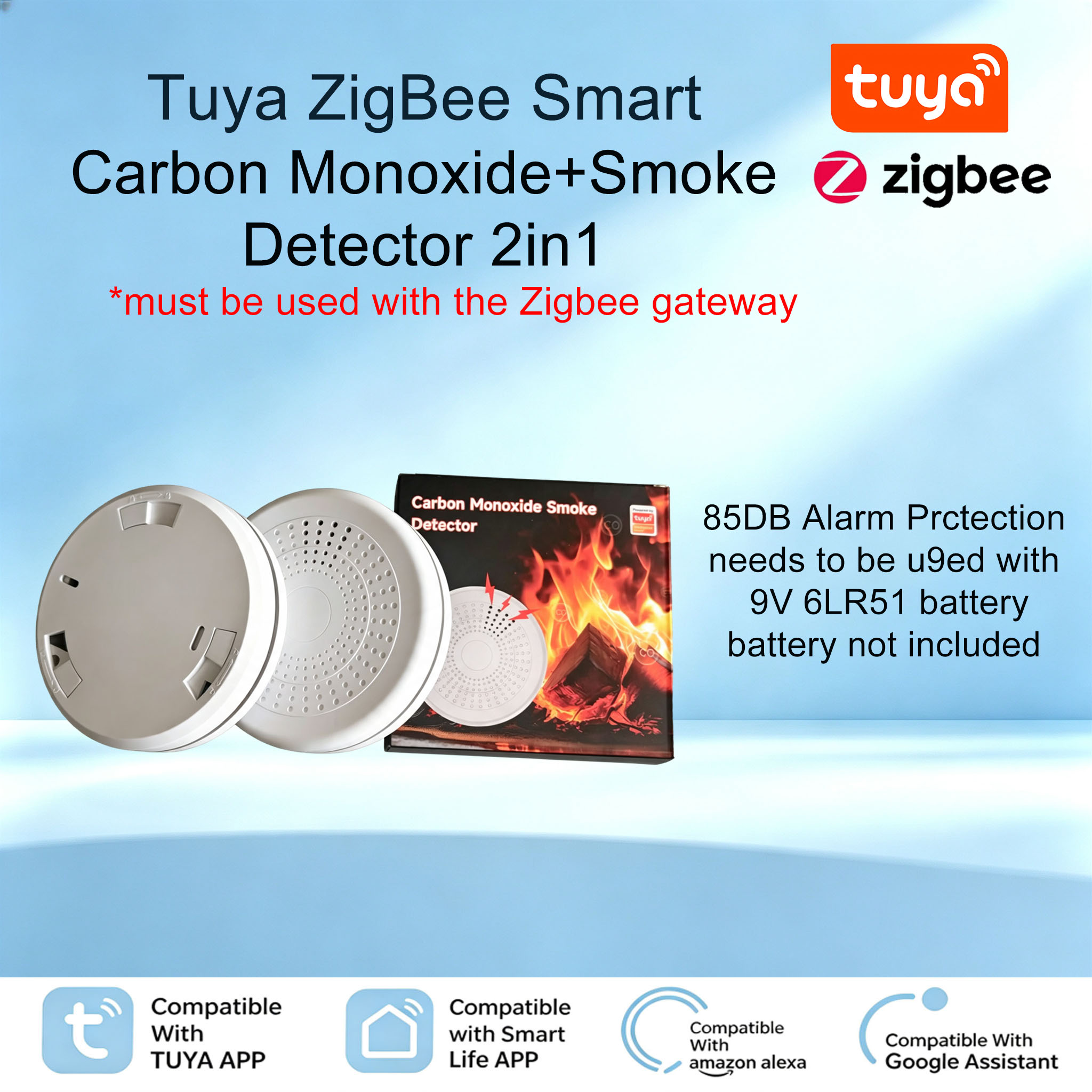 Smart ZigBee Smoke & CO Compos - Smart Smoke Detector recension och pris